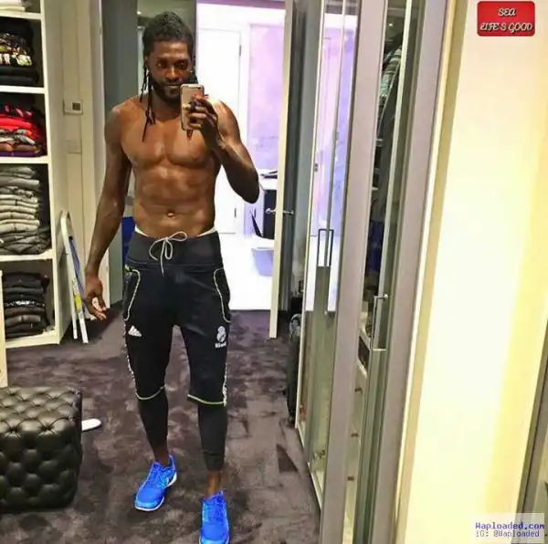 Footballer Emmanuel Adebayor Shows Off His Toned Abs In New Photo